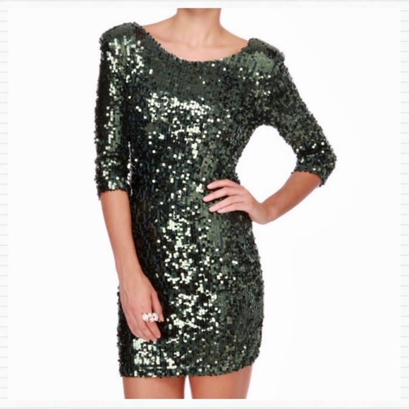 Green Sequin Mini Cocktail Dress - Picture 6 of 16